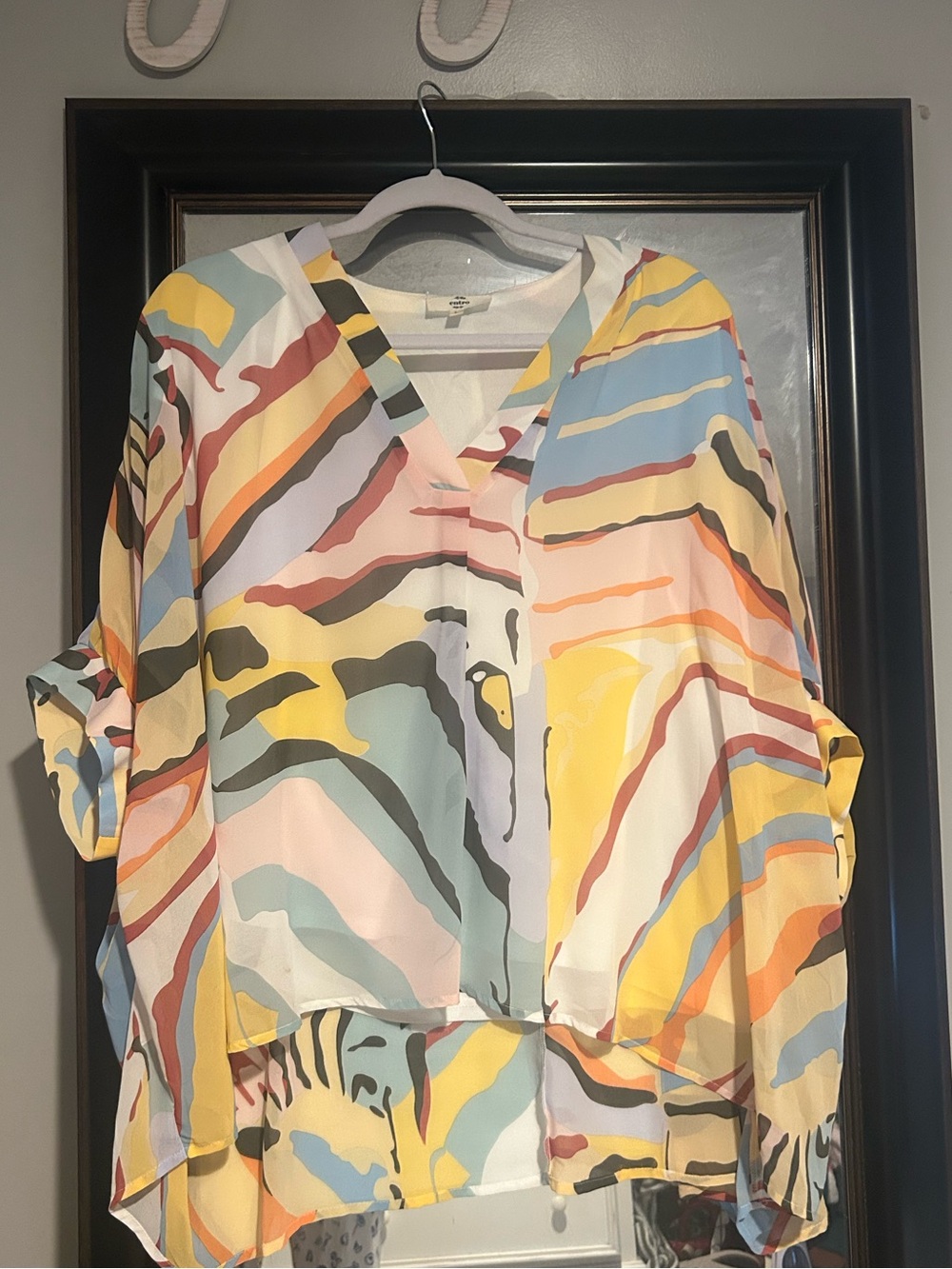Entro multicolor Abstract Print V-Neck Women's Top